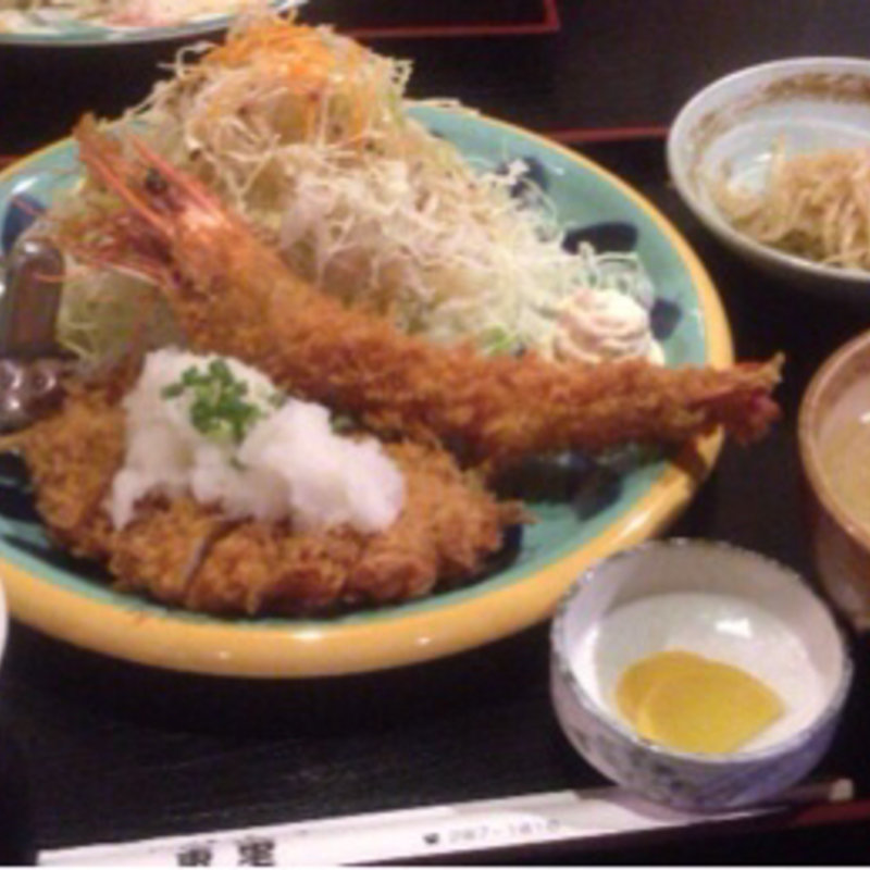 ミニヒレ唐おろしカツとエビフライの定食(The 定食&Drinks 東里)