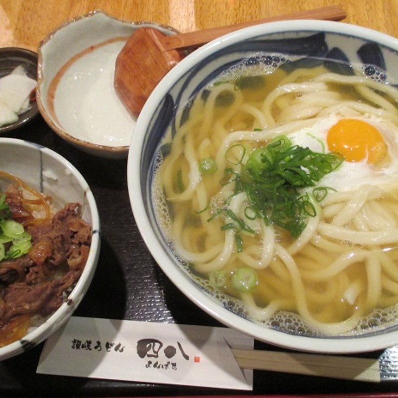 ミニすき焼き丼＆月見うどん 大盛(讃岐うどん四八 )