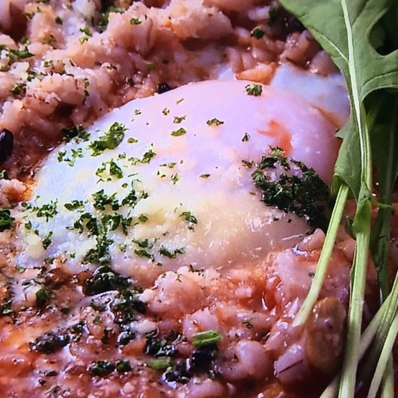 16雑穀と温泉玉子、ルッコラと10種野菜のミネストローネ(The Coffee Market 145)