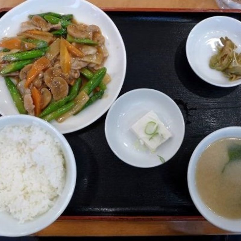 アスパラと豚肉のオイスターソース炒め定食(ラーメンパーク )