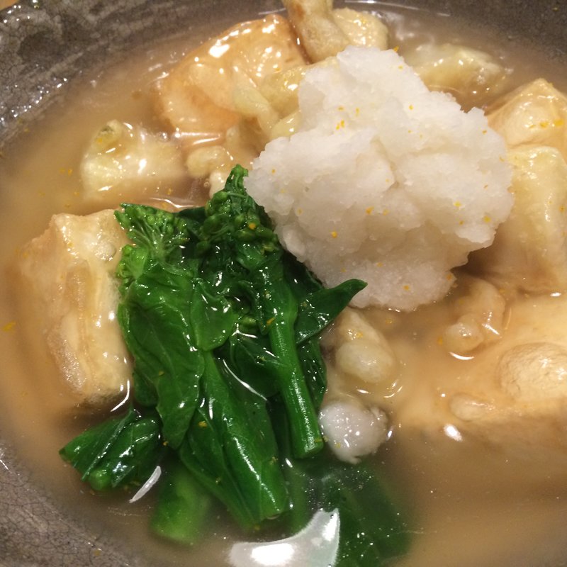 帆立貝と菜の花揚げ出し豆腐(魚真新宿店)