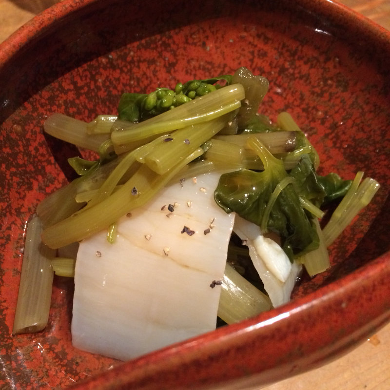 貝とわさび菜の酢の物(あぶさん )