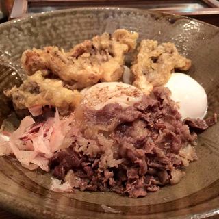 肉まいたけ天温玉ぶっかけ(踊るうどん 梅田店)