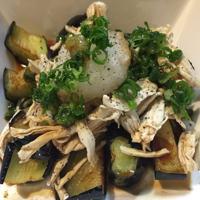 蒸し鶏とナスのおろしポン酢(焼鳥食堂 ゆめる)