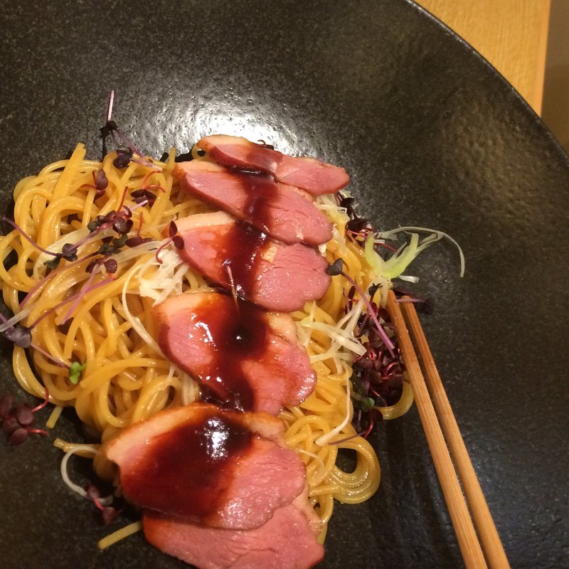 合鴨と白ねぎの甘醤油だれ(醤油のパスタ)(こなな 京都ポルタ店 )