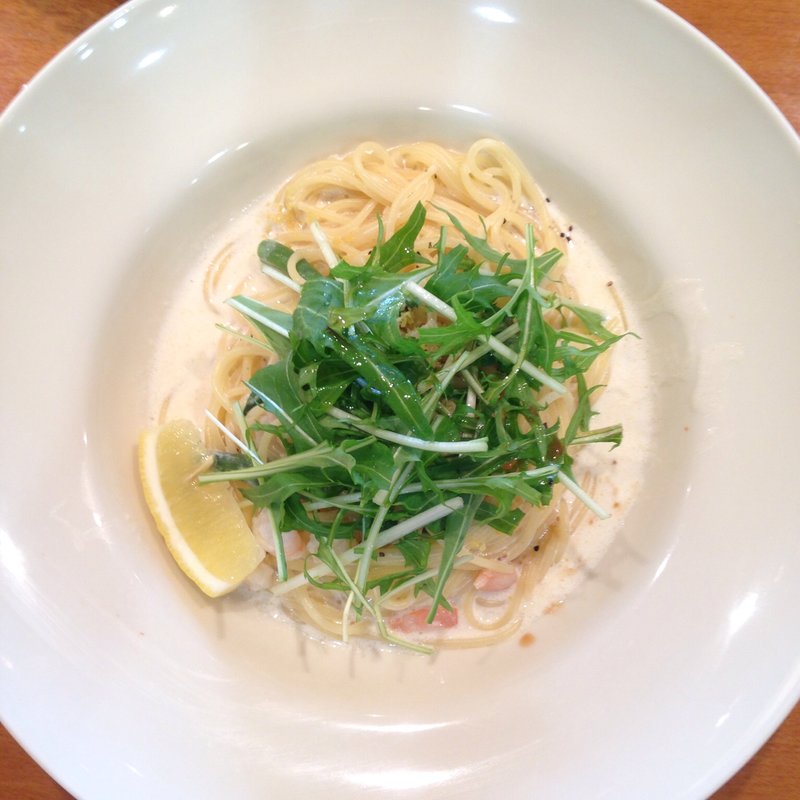 小エビのグリーンクリームソースパスタ(アフタヌーンティー・ティールーム フレル・ウィズ自由が丘)