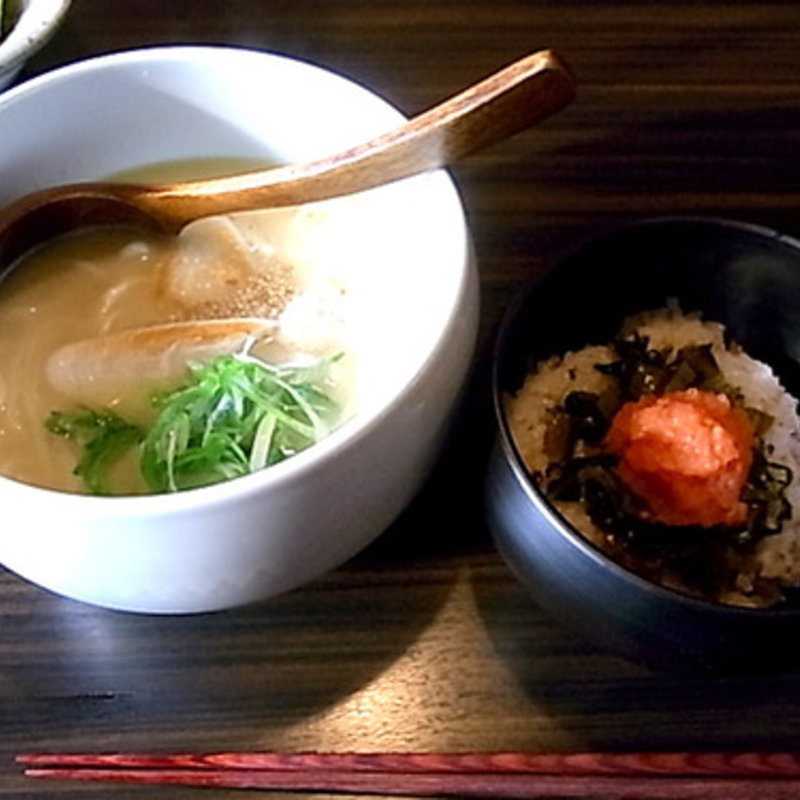 濃厚鶏スープうどん 明太子ごはん付(YAKITORI燃 WEST)