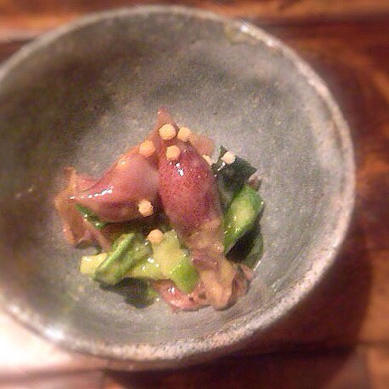 ほたるいかとわけぎ ごごみの辛子酢みそ(夕月)