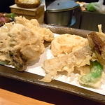 牡蠣と季節野菜の天ぷら定食　