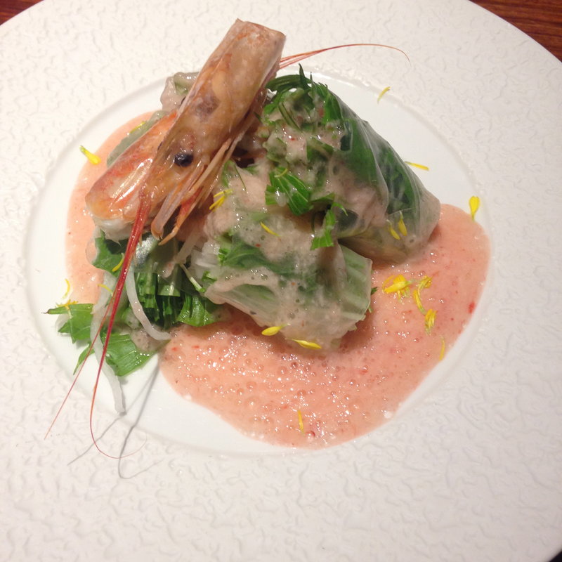 大海老と新アスパラの変わり生春巻き(飯家おかん ひま和り （ヒマワリ）)