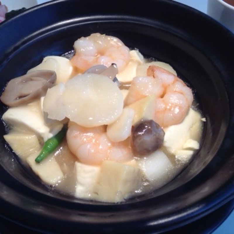 豆腐とエビ、野菜の煮込み(中国料理「桃李」 ホテル日航大阪)