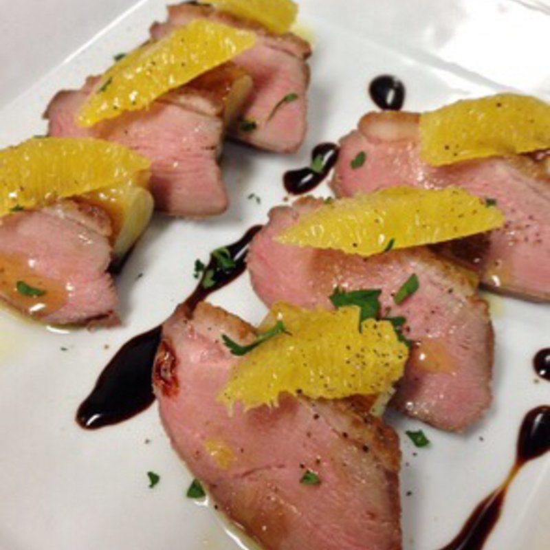 鴨と下仁田ねぎ、オレンジのマリネ添え(イタリア倶楽部)