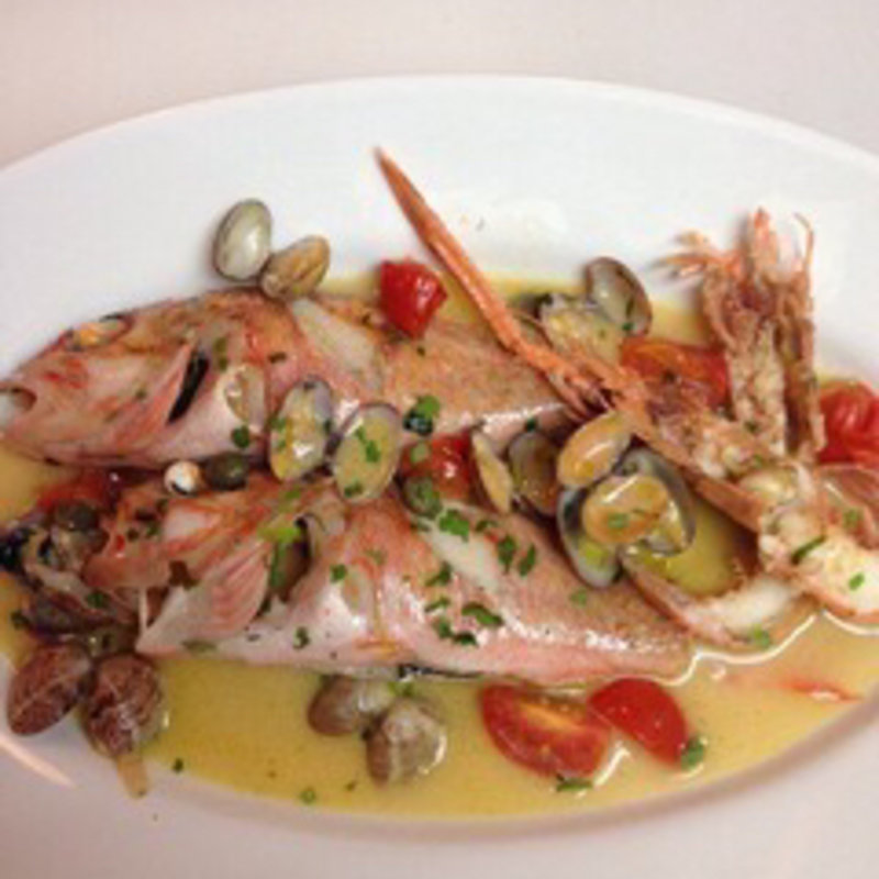 スカンピとかさごのアクアパッツァ(イタリア倶楽部)