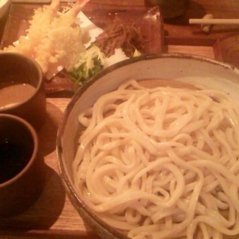 海老天ぷら薬味おためしうどん(うどん山長 恵比寿店)