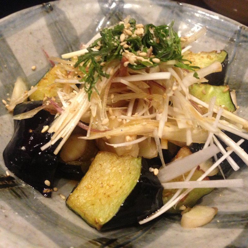 揚げナスと谷中しょうがのポン酢合え(くら嶋)