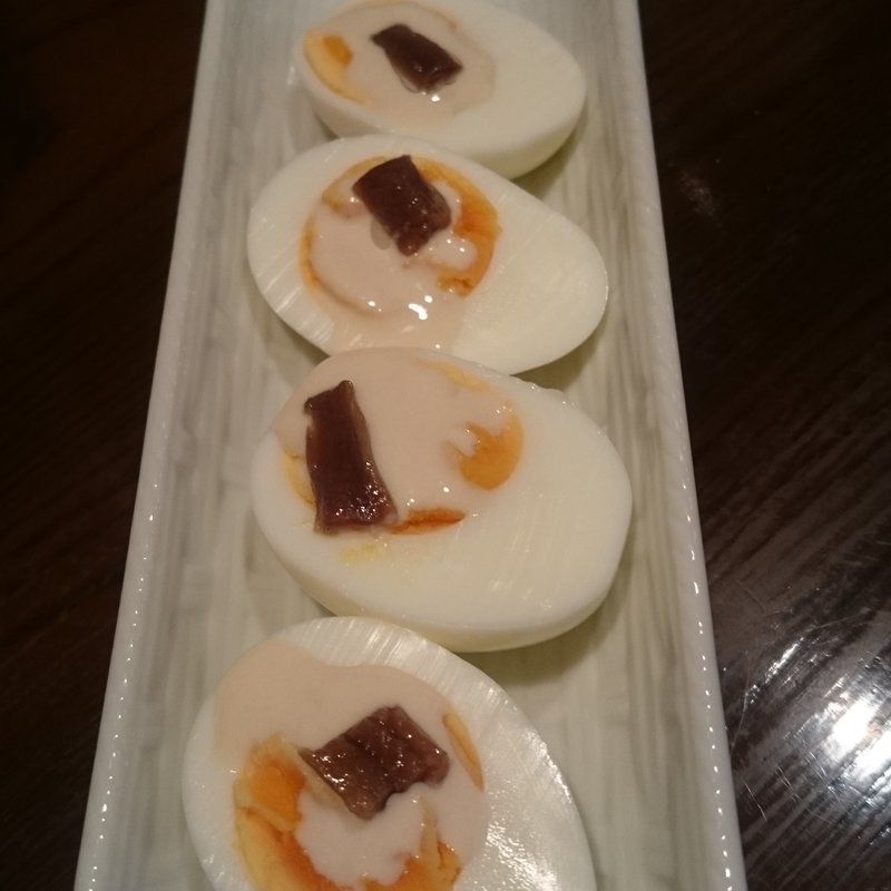 ゆで玉子のツナソース  アンチョビのせ(やっちゃbar)