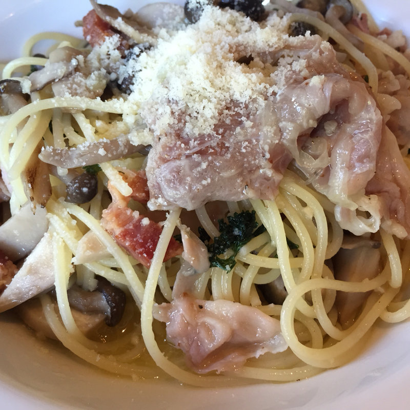 生ハムとキノコのパスタ(ポンテ チェントロ 佃店)