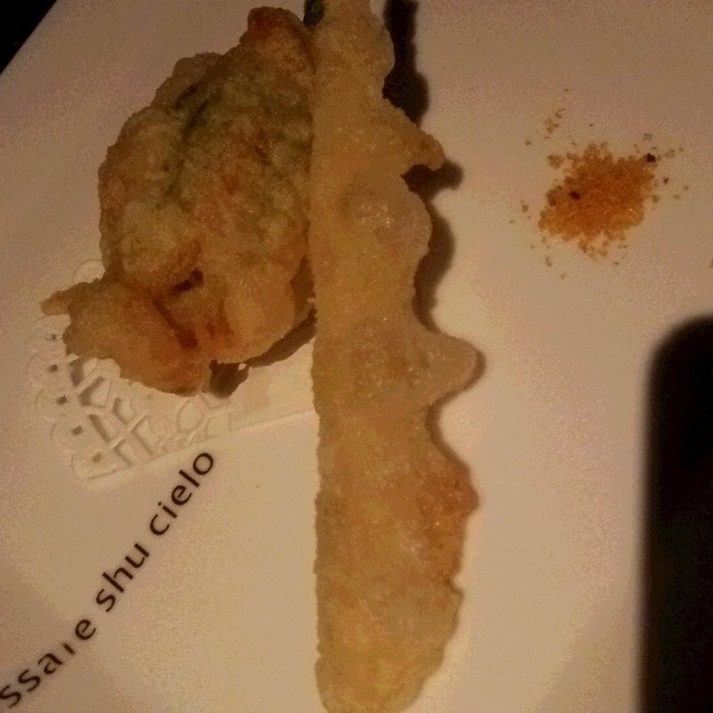 本日のディナーコース（桜海老と筍のリゾットを詰めた花ズッキーニと竹の子のフリット）(イザーレ シュウ チエロ （Issare shu cielo）)