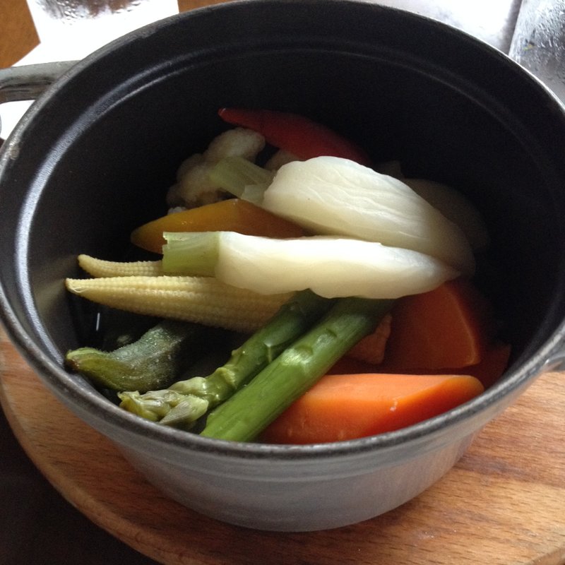 季節野菜のココット / マスタード、レモンと炭塩(グランドキッチン)