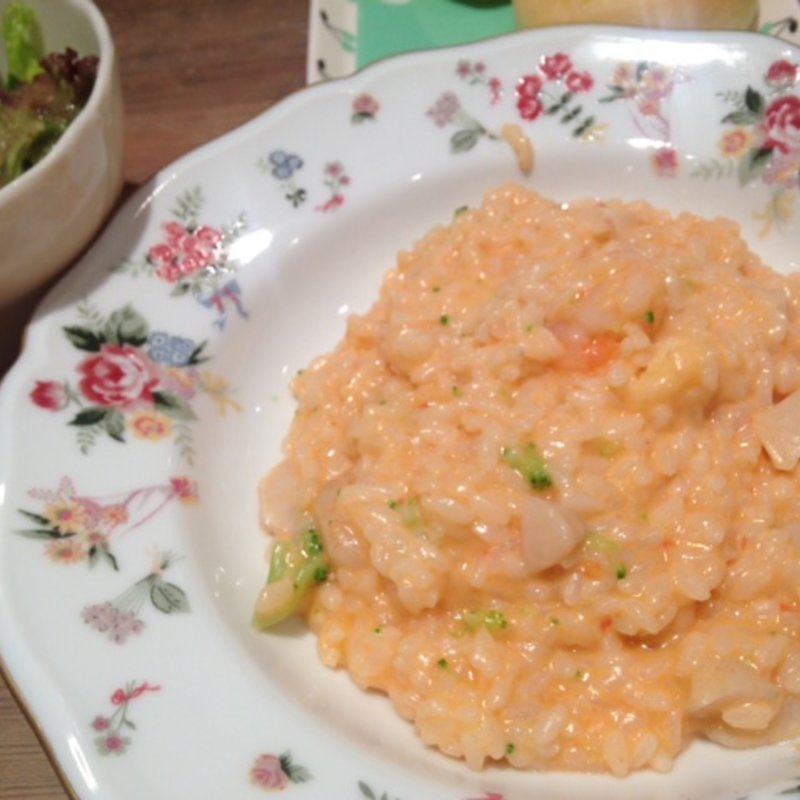 エビとホタテとブロッコリーのトマトクリームソースリゾット(Shinzi Katoh Cafe Dining シンジ カトウ カフェ ダイニング)