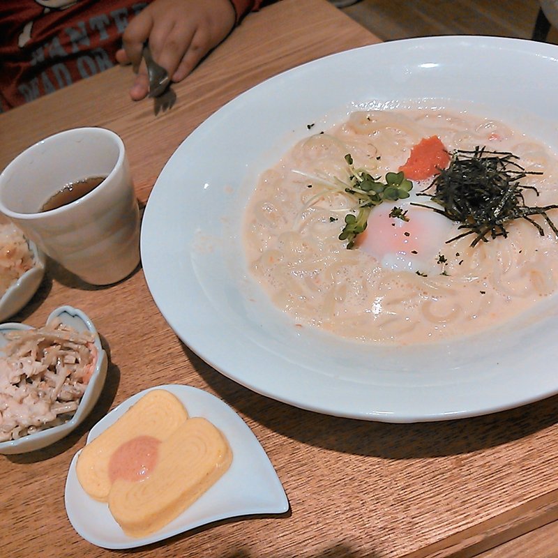 温玉チーズの明太子パスタ(めん、色いろ。いつでも、おやつ。 京都 )