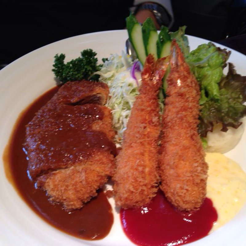 Aセットビフカツエビフライ(洋食やろく本店)