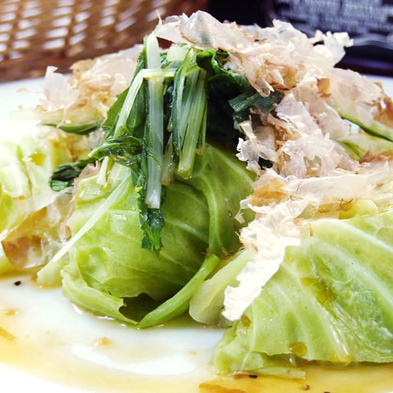 キャベツと水菜の温野菜サラダ(くつろぎや)