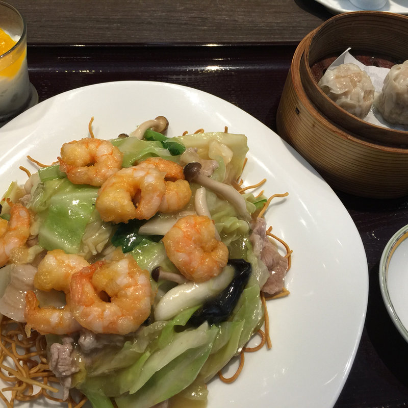 海老ワンタンのあんかけ翡翠麺セット(銀座アスター 麺点庁)