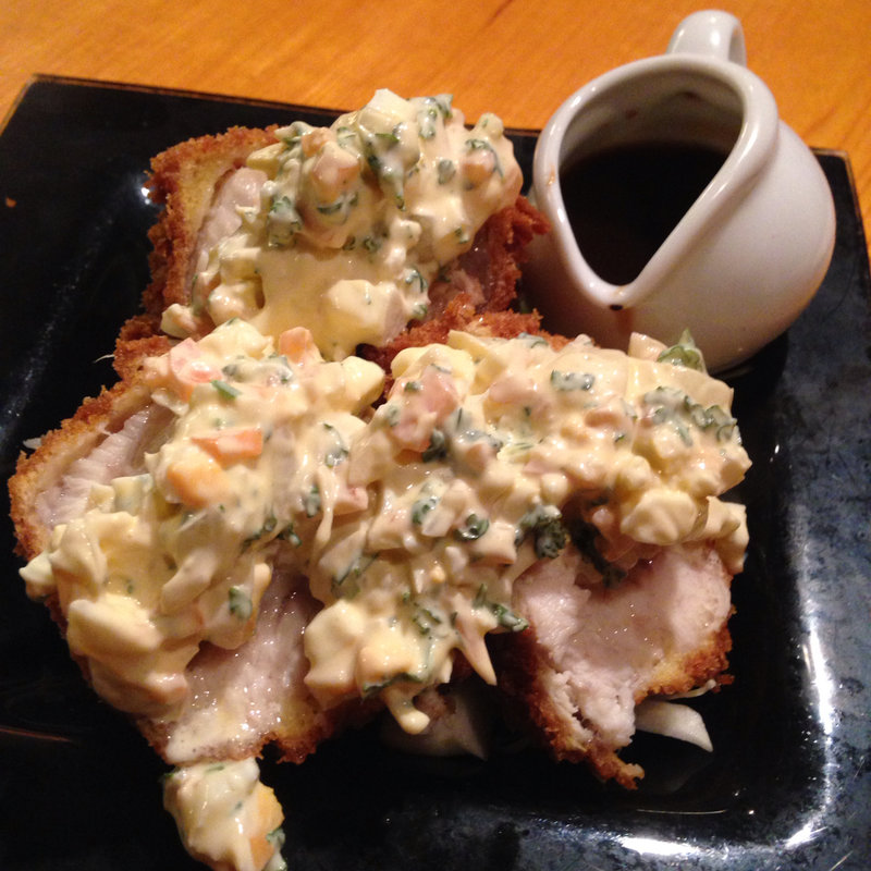 白身魚タルタルかけ めかじきフライ (たけ井)