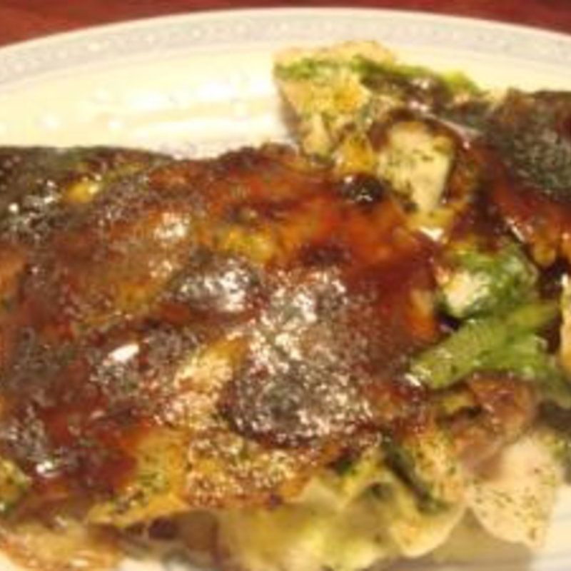 牡蠣と春菊のお好み焼き(広東料理処 お好み焼 千代)