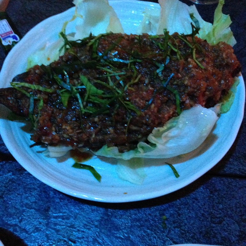 スズキの辛味香草焼き(タイレストラン　タイちゃん)