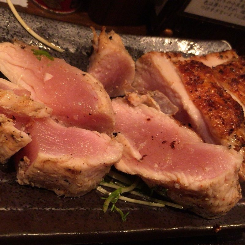 大山鶏の香味刺身ステーキ定食(炭火焼専門食処 白銀屋)