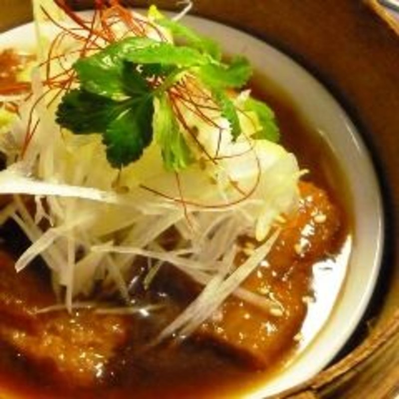 ネギ盛ポン酢で鶏皮揚げ餃子(中国料理酒家 中 船橋店)