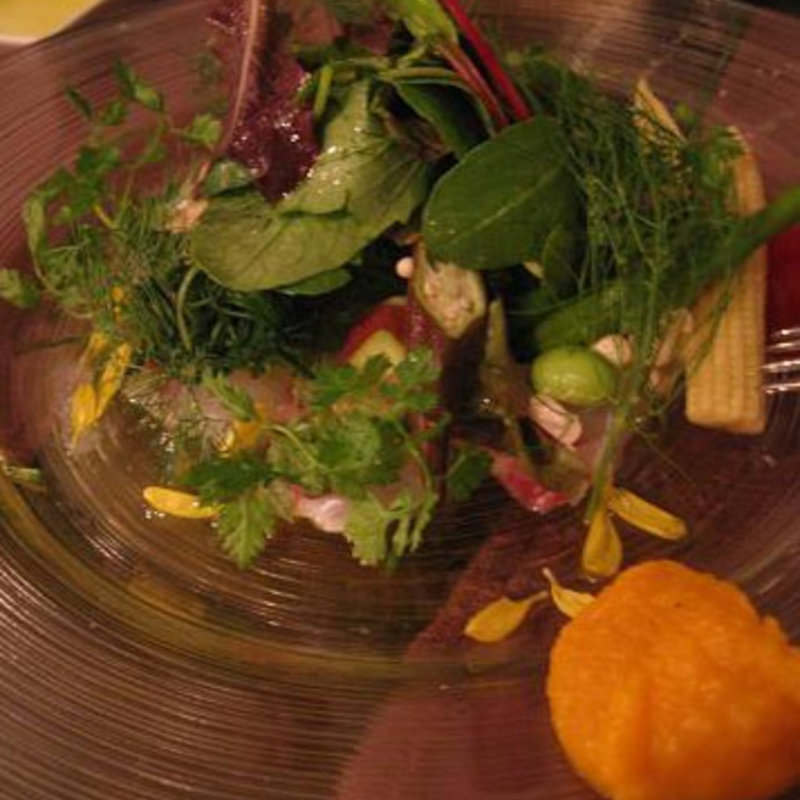 真鯛の昆布〆と十種類の野菜のカルパッチョ(小林食堂)