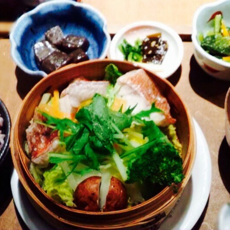 本日のお魚と野菜のせいろ蒸し(カムカム)