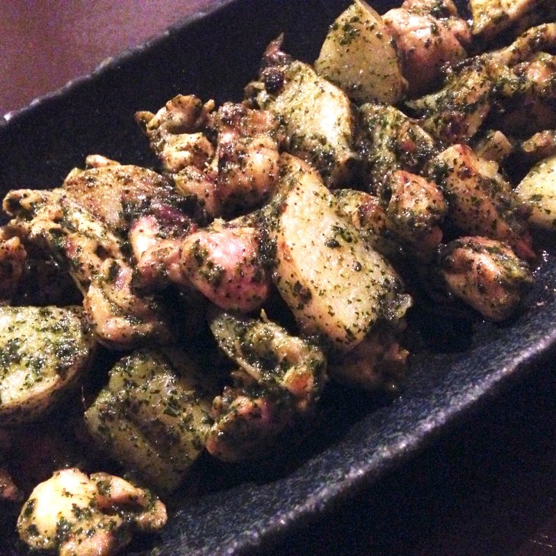 鶏肉、ズッキーニ、ポテトのシソジェノベーゼソース(Yakitori shop KAFU （カフゥ）)