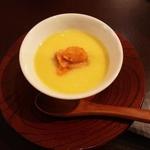トウモロコシの冷製茶碗蒸し　雲丹（ディナーコース）