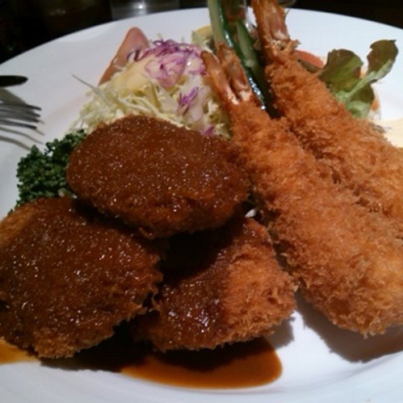 Bセットエビフライ+ヒレカツ(洋食やろく本店)