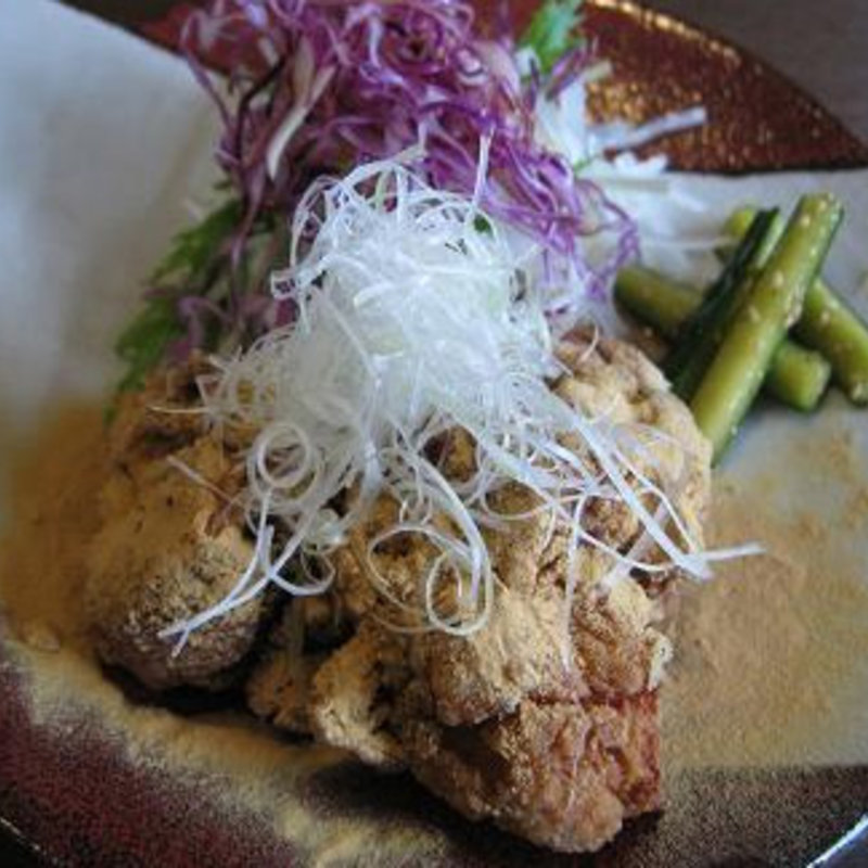 鶏もも肉のたつた揚げ定食　前菜付き(日本食　ゆうがた)