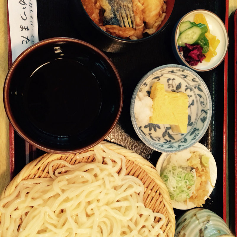ざるうどんと半天丼(蕎麦処　かつまた )