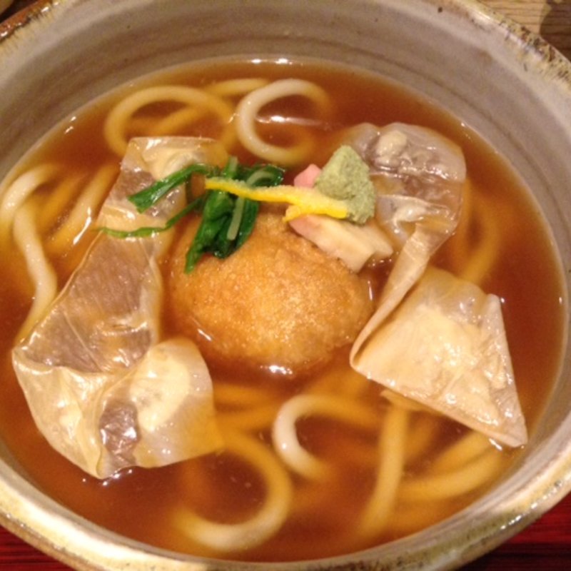 蓮根まんじゅうゆばあんかけうどん(家族亭 梅田茶屋町店)