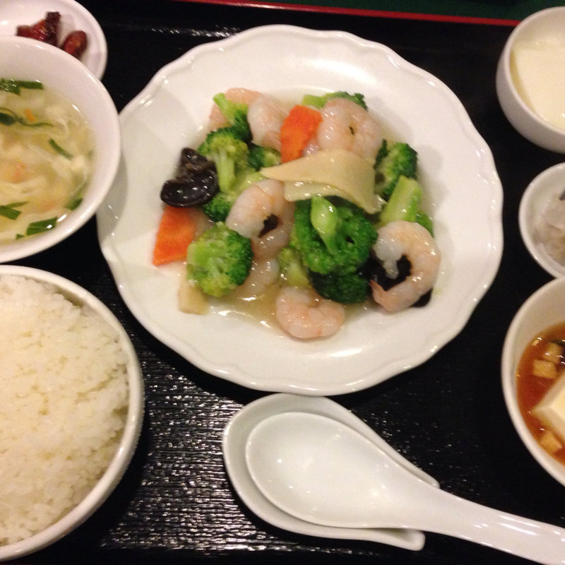 夜定食 B エビ、ブロッコリーの塩炒(本場中華料理×手作り点心 百香亭 野田店)