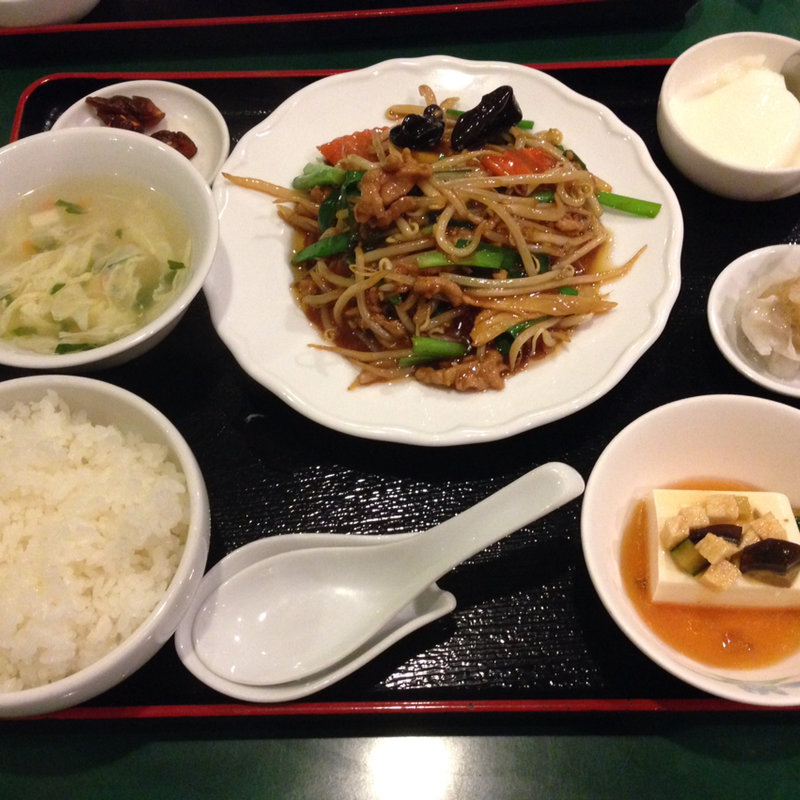 夜定食A 豚肉、ニラ、もやしの醤油炒(本場中華料理×手作り点心 百香亭 野田店)