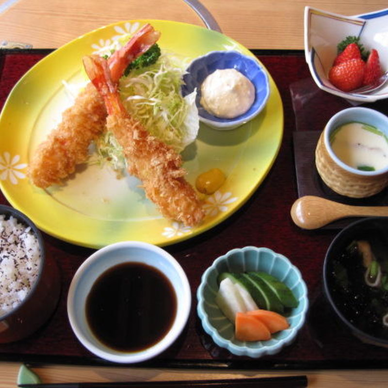 すし屋の大きな海老フライ膳(波奈 総本店 )