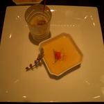 ホワイトアスパラガスのフラン 冷製コーンスープフォアグラ添え(ブラッセリー トモ （Brasserie Tomo）)