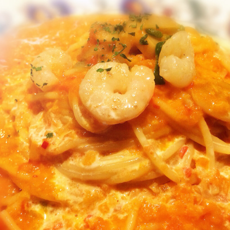 カニとエビのトマトクリームスパゲッティセット(珈琲館 紅鹿舎 （コーヒーカンベニシカ）)