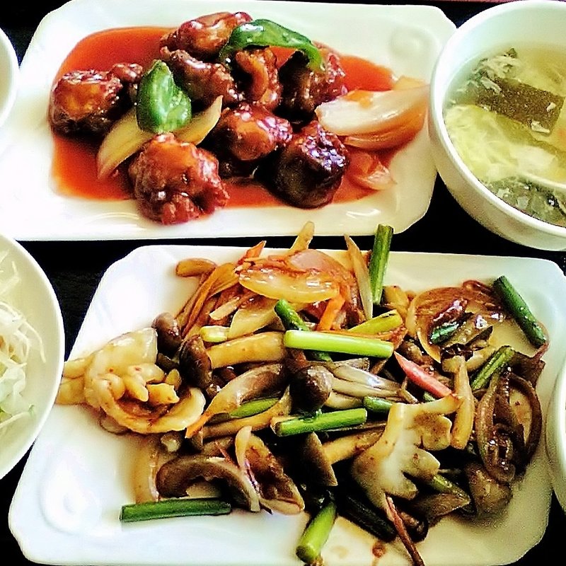 酢豚とイカとしめじ炒め定食(香港苑 東陽町店 )