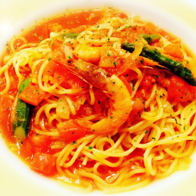 海老とアスパラのフレッシュトマトスパゲッティ(CARA 南越谷店 （カーラ）)