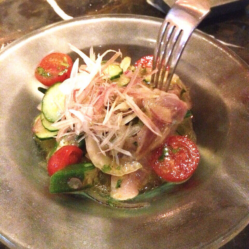 鯵とオクラ、みょうがのセヴィーチェ(el caliente -modern mexicano- （エル　カリエンテ）)