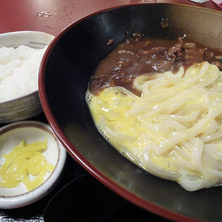 カレー釜たま定食(うどんと天ぷら 山斗)